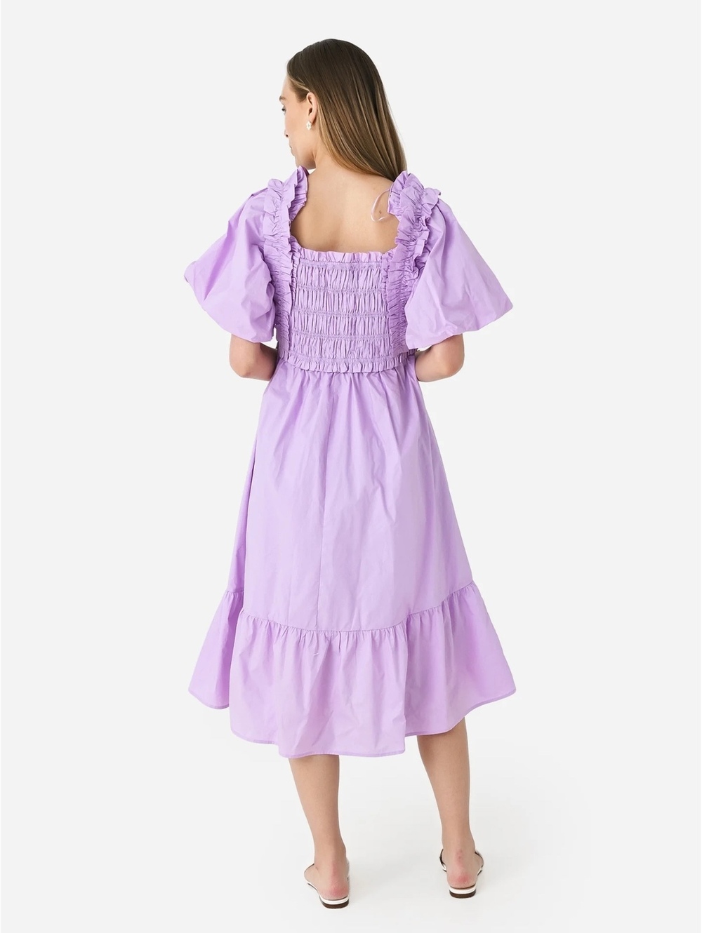 English Factory Puff Sleeve Midi Dress Lilac Size 1X NWT $130